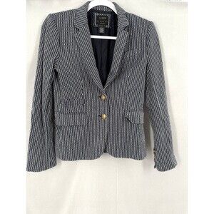 J. Crew Schoolboy Blazer Cotton Morse Code Academia Prep Womens Navy Blue Size 2
